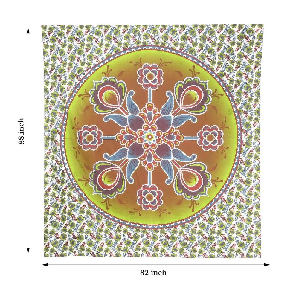 Oussum Wall Hanging Yellow-Brown Floral Print Aesthetic Room Ceiling Tapestries